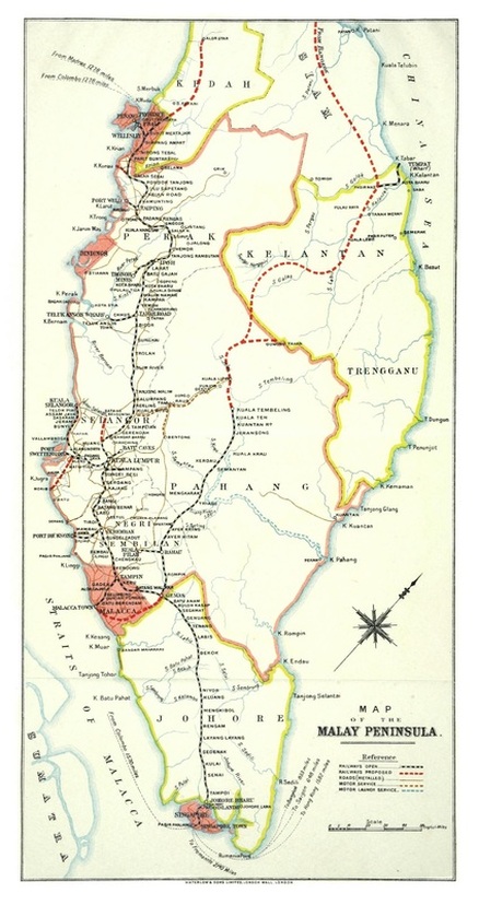 Map of Federated Malay States Railway Network 1914