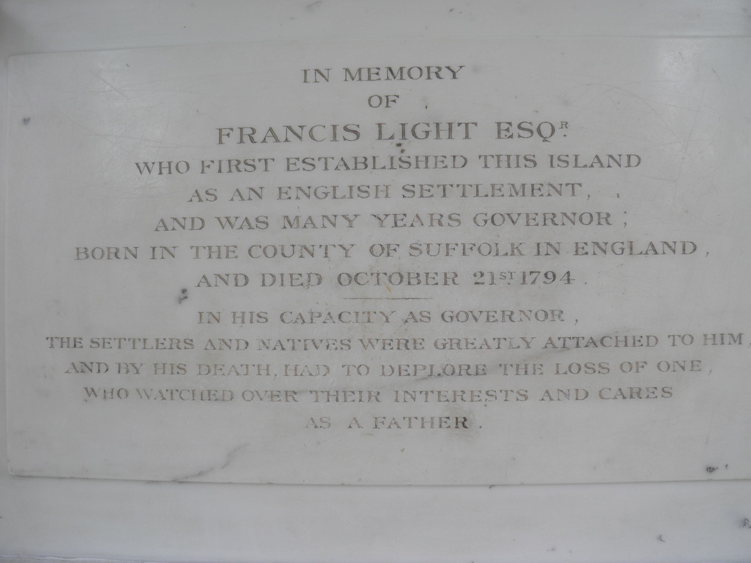 Inscription at the Francis Light Memorial at St. George's Church
